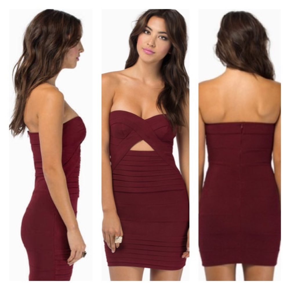 Tobi burgundy bandage dress medium